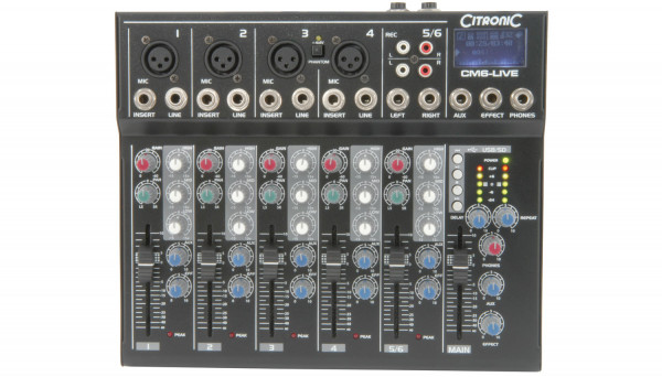 Citronic CM6 Live compact mixer with delay + USB/SD player ( 170.801UK )
