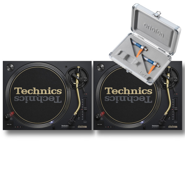 Technics SL1200M7L Black Pair With Concorde DJ Mk2 Twin Pack