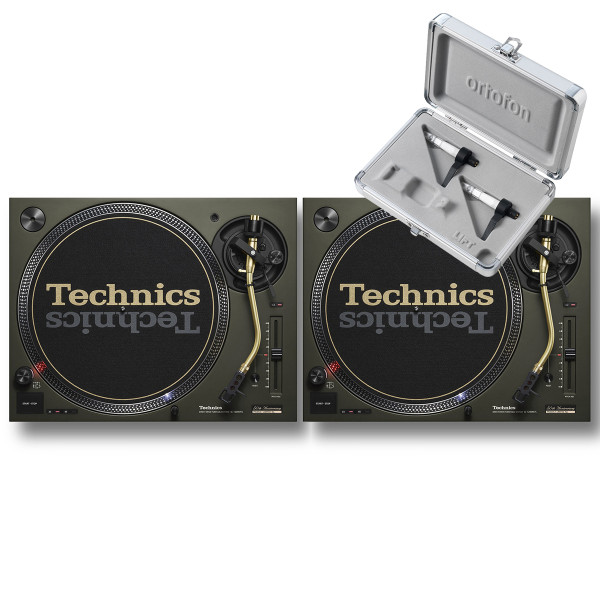 Technics SL1200M7L Green Pair With Concorde Scratch MK2 Twin Pack
