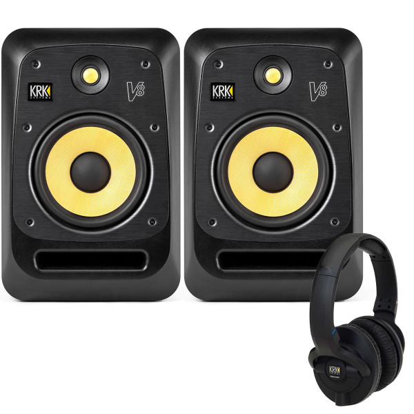 KRK V8S4 Studio Monitors with KNS8400 Headphones