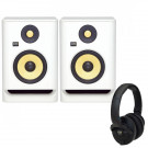 KRK Rokit 5 White Noise with KNS8400 Headphones