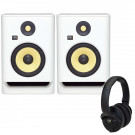 KRK Rokit 7 White Noise with KNS8400 Headphones