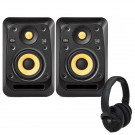 KRK V4S4 Studio Monitors with KNS8400 Headphones