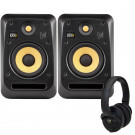 KRK V6S4 Studio Monitors with KNS8400 Headphones